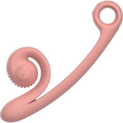 Snail Vibe Curve Silicone Rechargeable Waterproof Dual Stimulation Vibrator Peach