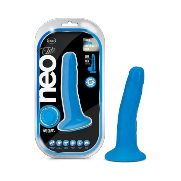 Neo Elite - 6-inch Silicone Dual-density Cock - Neon Blue