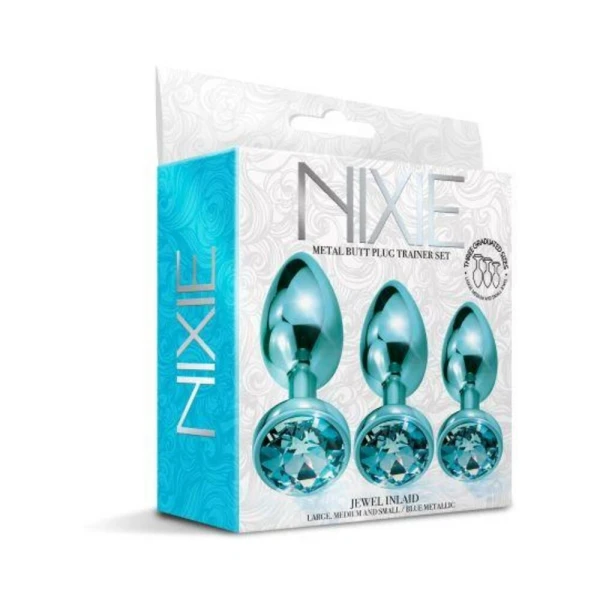 Nixie Metal Butt Plugtrainerset 3-piece Blue Metallic