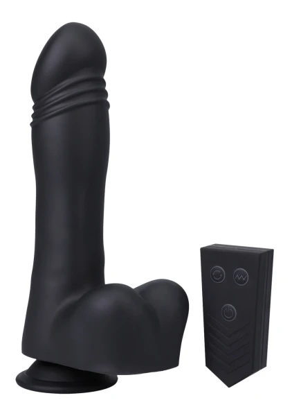 Fort Troff Piston Thruster Rechargeable Silicone Mini Fuck Machine Dildo With Balls & Remote - Black