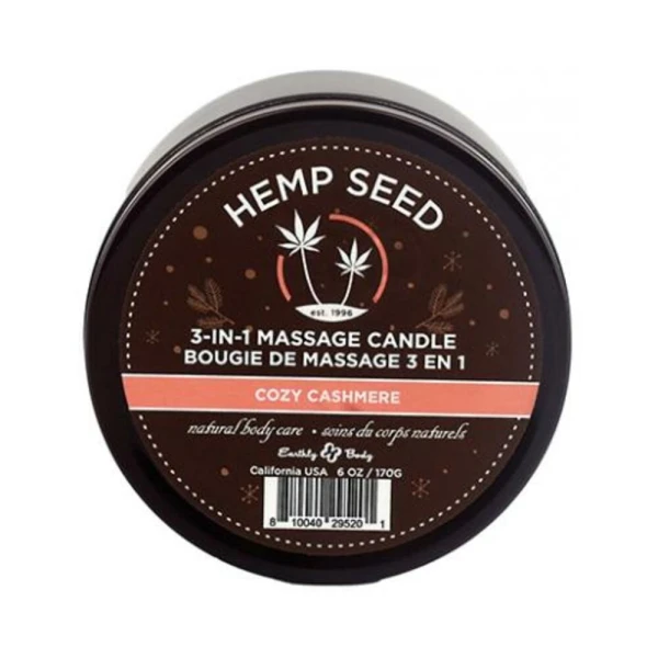 Earthly Body Hemp Seed 3-in-1 Massage Candle Cozy Cashmere 6 Oz. / 170 G