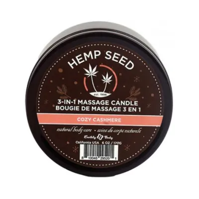 Earthly Body Hemp Seed 3 in 1 Massage Candle Cozy Cashmere 6 Oz 170 G
