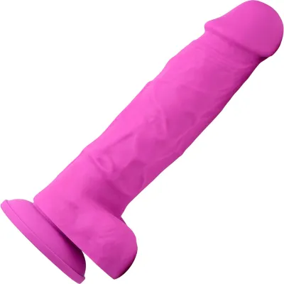 Strap U Power Pecker 7 Silicone Suction Cup Dildo With Balls Pink