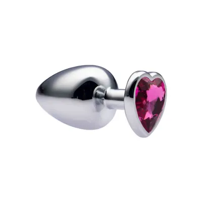 Kink Range Alloy Love Heart Gemmed Butt Plug 3 7 Inch Pink Large