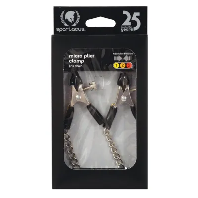 Spartacus Adjustable Micro Plier Nipple Clamps w Link Chain