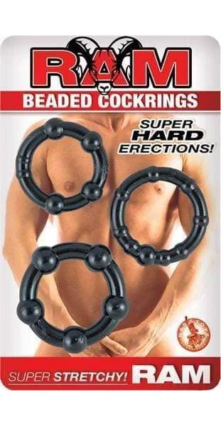 Ram Beaded Cockrings - Black