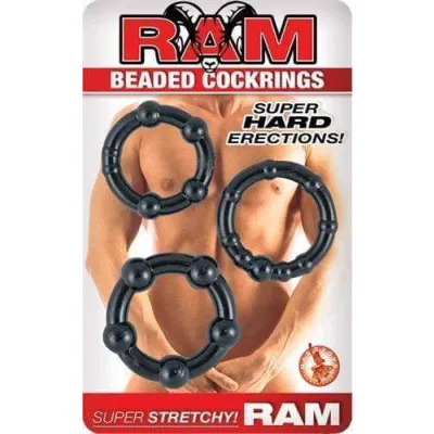 Ram Beaded Cockrings Black