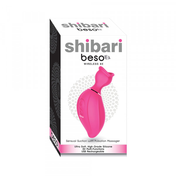 Shibari Beso Sensual Suction Massager 8 Function Silicon Usb Rechargeable Splashproof Pink