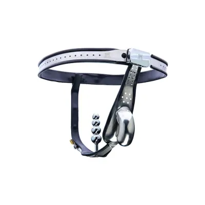 Chastity Pleasure Harness With Probe Black silver