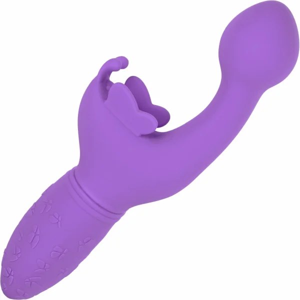 Butterfly Kiss Silicone Rechargeable Waterproof Dual-Stimulation Vibrator By CalExotics - Purple