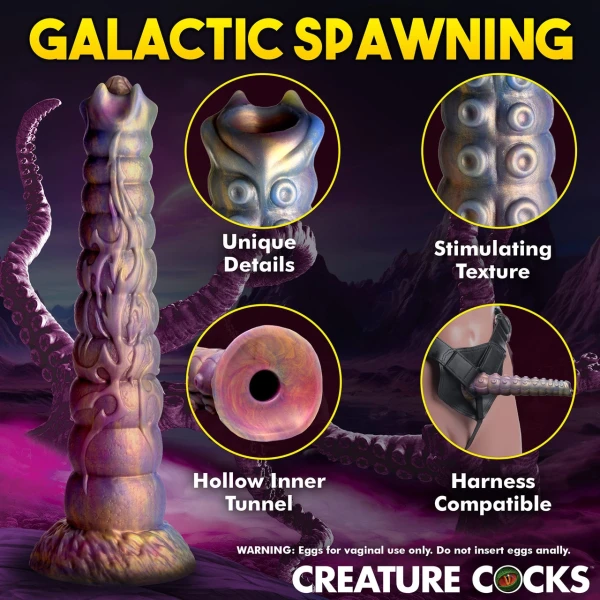 Deep Invader Tentacle 11.5" Silicone Ovipositor Dildo With Eggs By Creature Cocks