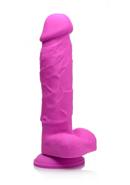 Strap U Power Pecker 7" Silicone Suction Cup Dildo With Balls - Pink