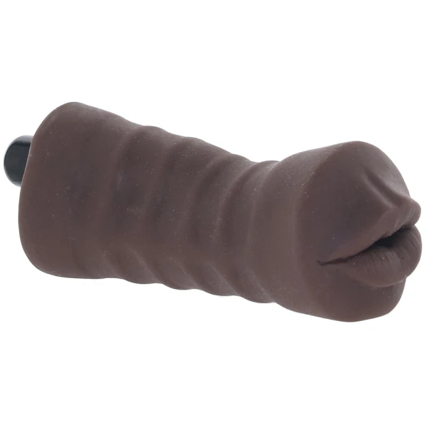 EnLust Krystal Open Ended Vibrating Mouth Penis Masturbator By Blush - Chocolate
