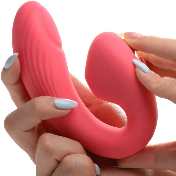 Shegasm Joy-Pulse Flexible Silicone G-Spot Pulsing Vibrator & Pressure Wave Clitoral Stimulator - Pink