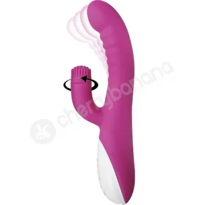 Evolved Rockin G Pink Come Hither Motion Rabbit Vibrator With Rotating Clit Stimulating Nubs