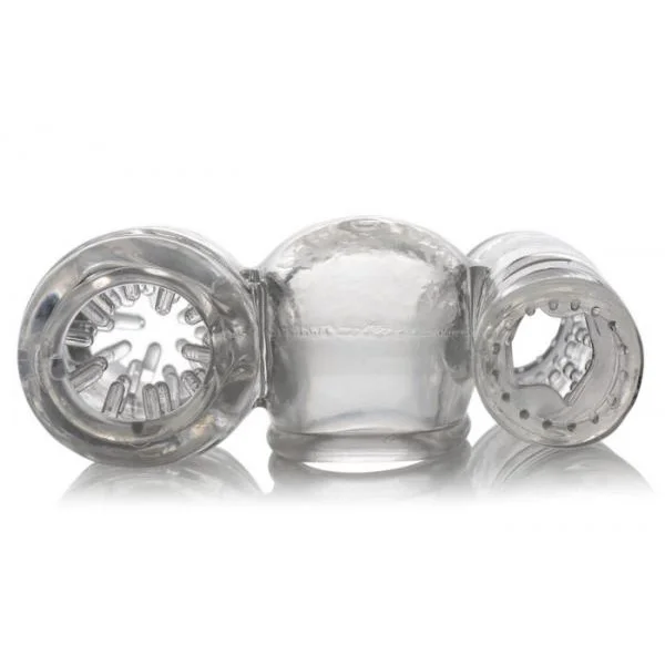 Twin Turbo Strokers 2 In 1 Wand Attachment Clear For Men