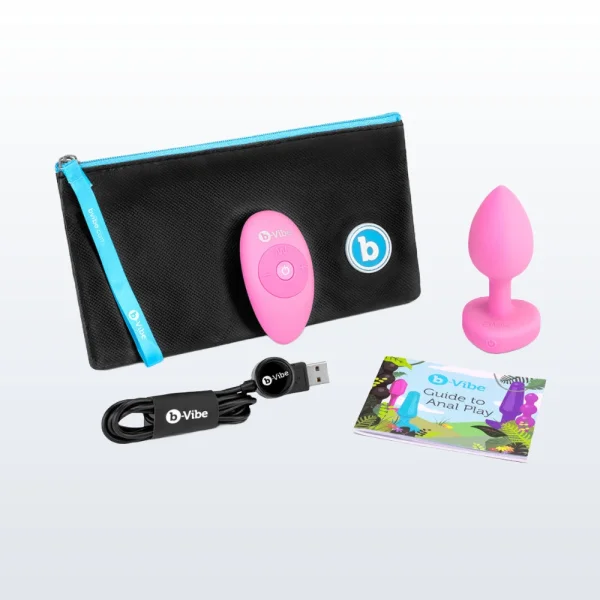 B-Vibe Vibrating Heart Plug Small/Medium - Pink Topaz