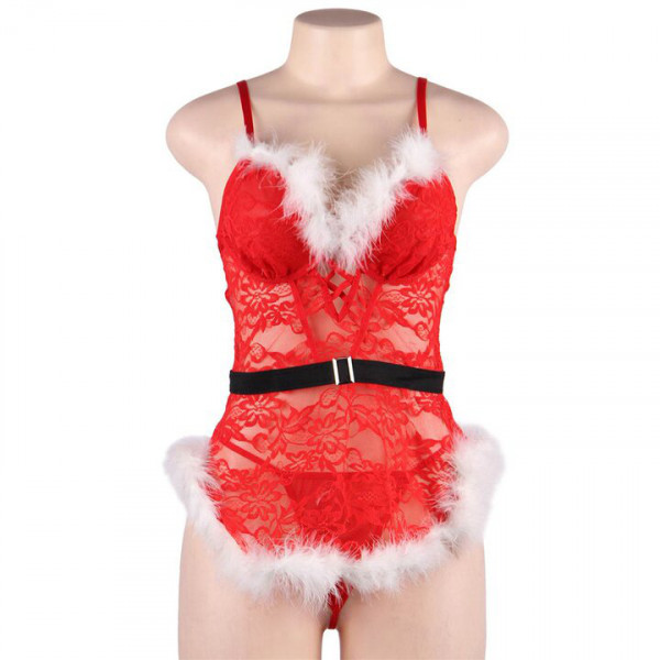 Bondara Flirt Santa Baby Red Lace Chemise And G-String — image 4 of 6