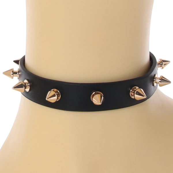 Fetish & Fashion Medusa Spiked Collar By NS Novelties - Black & Gold