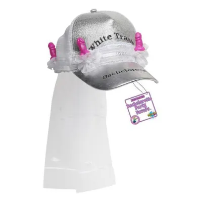 Bachelorette party white trash trucker cap w veil