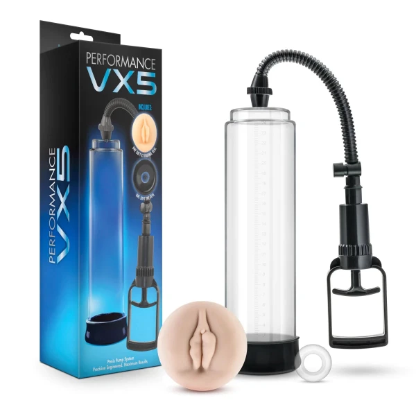 Performance VX5 Male Enhancement Penis Pump System With Realistic Sleeve By Blush - Clear