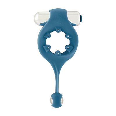 Infinity Vibrating Cockring With Dangling Ball Blue