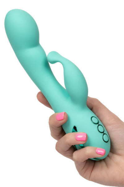 California Exotic 8.25" Double Rumble Silicone Rabbit with Flicking Teaser
