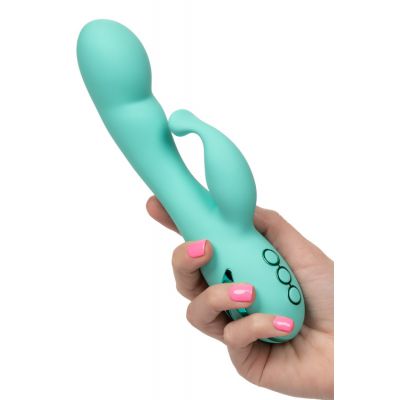 California Exotic 8 25 Double Rumble Silicone Rabbit with Flicking Teaser