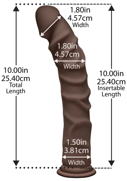The D - Ragin' D 10" Suction Cup Dildo by Doc Johnson - Chocolate