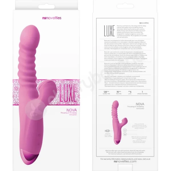 Luxe Nova Thrusting Shaft With Throbbing Clitoral Stimulation Pink Vibrator