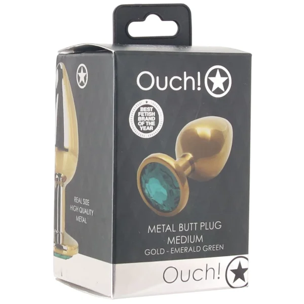 Ouch! Green Round Gem Gold Plug