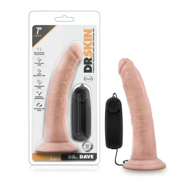 Blush Dr. Skin Dr. Dave Vanilla 7 Inch Vibrating Cock with Suction Cup — image 11 of 11
