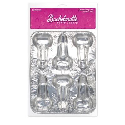 Disposable Pecker Cup Cake Pans 2 Pack Silver