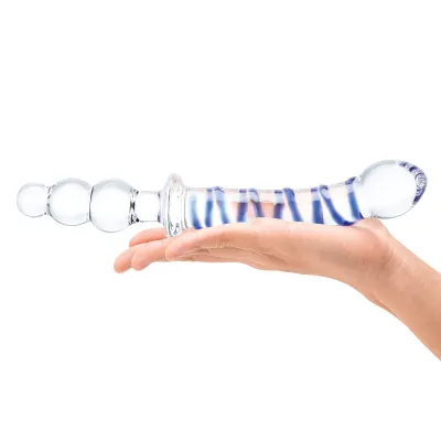 10 Inch Twister Dual Ended Dildo Clear blue