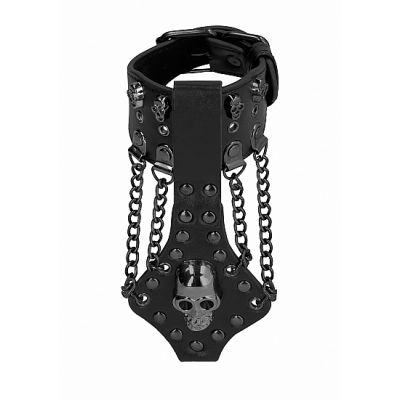 Skulls and Bones Bracelet with Skulls and Chains Black