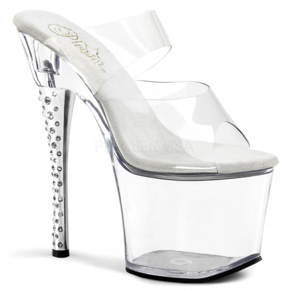 DIAMOND-702 - 7" Rhinestone Imbedded Heel Platform Slide