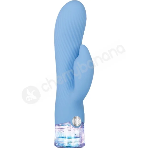 Evolved Glitteriffic Blue Rabbit Vibrator With Swirling Groove Shaft & Glitter Base