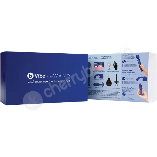 B-Vibe Blue Anal Plug & Le Wand Massager Education 10 Piece Set