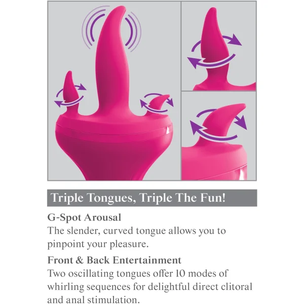 3Some Holey Trinity Triple Tongue Rechargeable Remote Controlled Silicone Vibrator