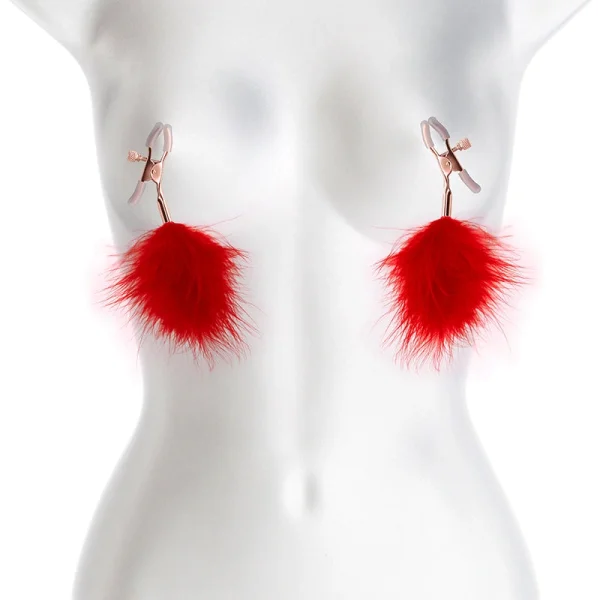 Bound Adjustable F1 Feather Nipple Clamps by NS Novelties - Rose Gold & Black