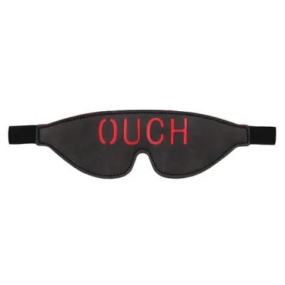 Ouch Black White Stitched Leather Logo Eye Mask