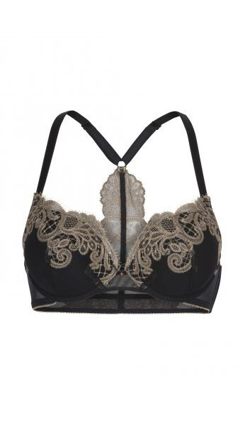 Gel Bra With Lace - Black / Gold - 75 B
