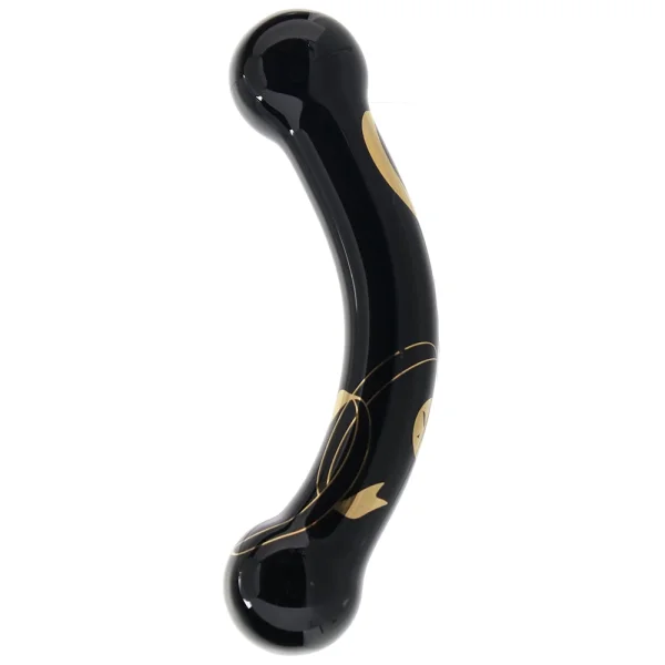 Secret Kisses Handblown Double Ended Glass Dildo 5.5" - Black & Gold — image 8 of 10
