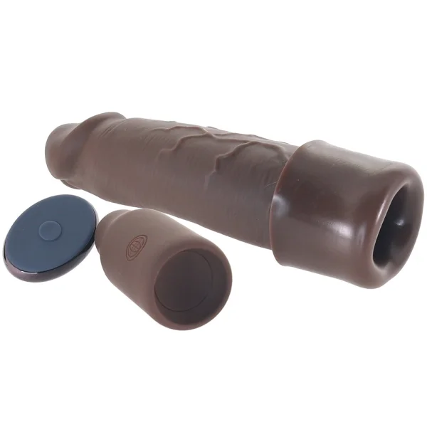 Fantasy X-tensions Elite Silicone Vibrating 9" Penis Extension With 3" Extender & Remote  - Chocolate