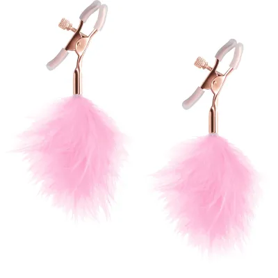 Bound Adjustable F1 Feather Nipple Clamps by NS Novelties Rose Gold Pink