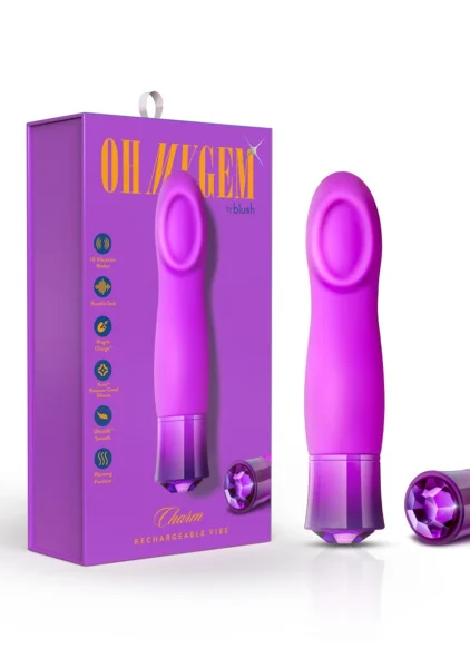 Oh My Gem Charm Rechargeable Waterproof Silicone Warming Vibrator By Blush - Amethyst