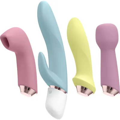 Satisfyer Marvelous Four Silicone Rechargeable Waterproof 12 Function Vibrator Set With Four Attachments