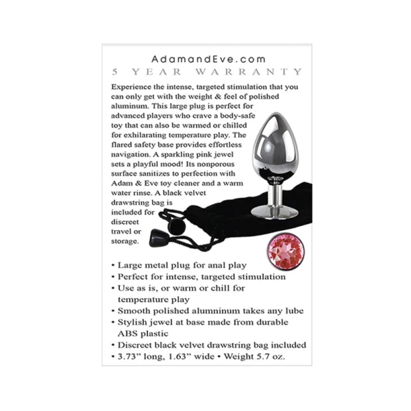 Adam & Eve Pink Gem Anal Plug - Large