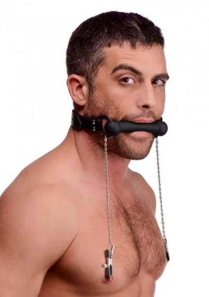 Strict Silicone Bit Gag and Nipple Clamps