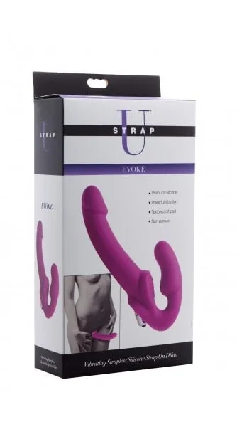 Evoke Vibrating Strapless Silicone Strap On Dildo